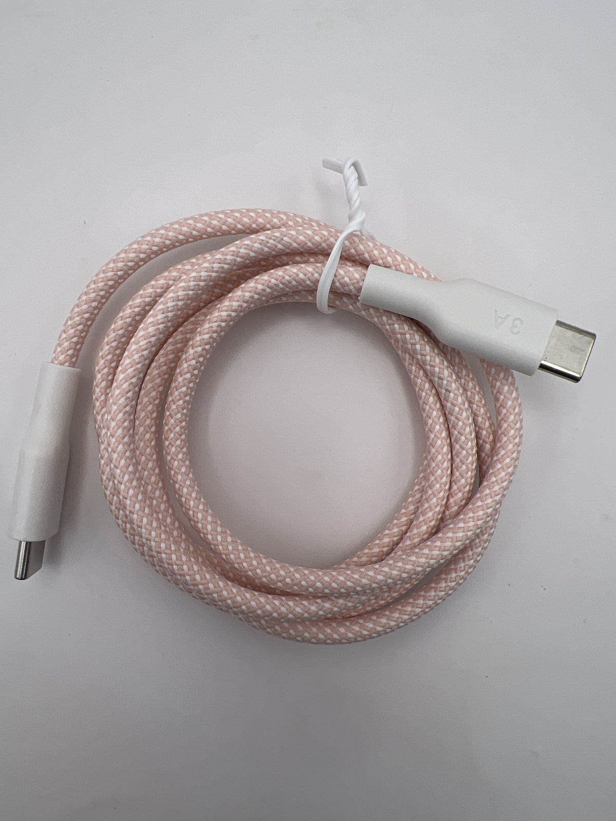 Cable 1Hora USB-C a USB-C de 1 metro tejido en color rosa