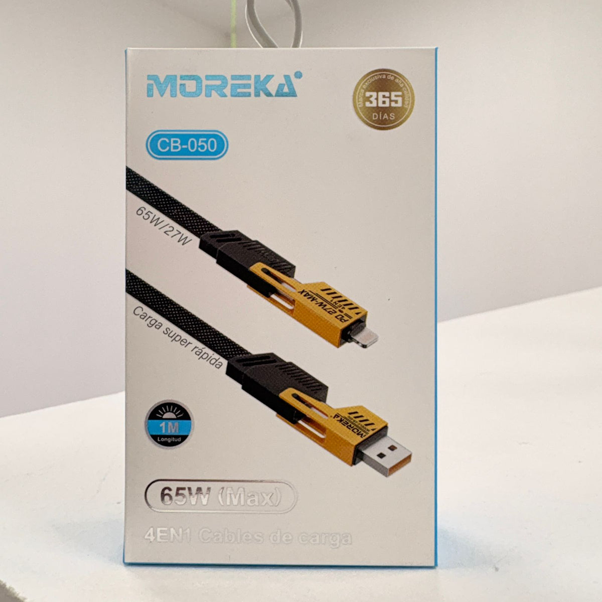 Cable 4 en 1 65w cable negro con amarillo