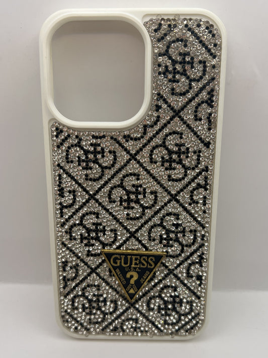 Funda iPhone 13 Pro Guess Pedreria Blanco | QRUZH