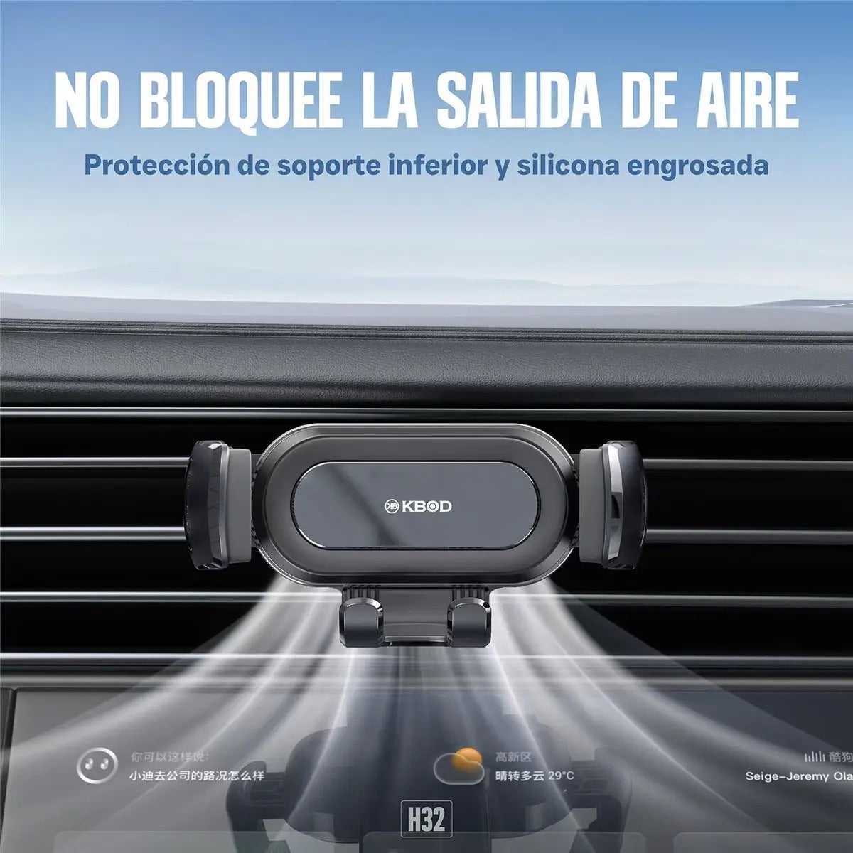 KBOD H32 en la rejilla sin bloquear la salida de aire (recreación digital)