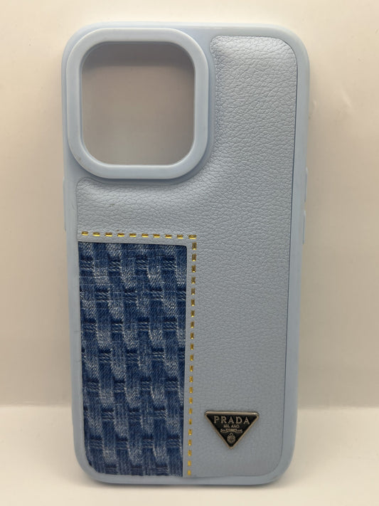 Funda iPhone 13 Pro Prada Piel Azul Claro | QRUZH