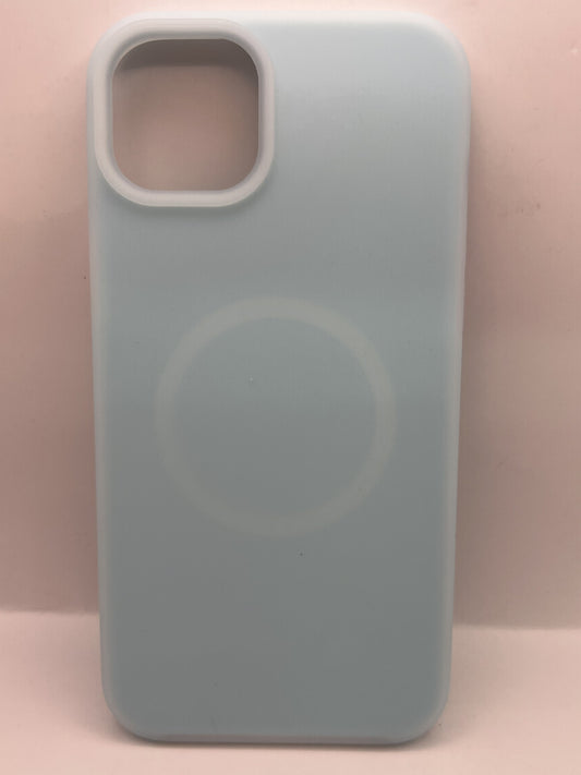 Funda iPhone 14/15 Plus silicon pastel magsafe Azul Cielo | QRUZH