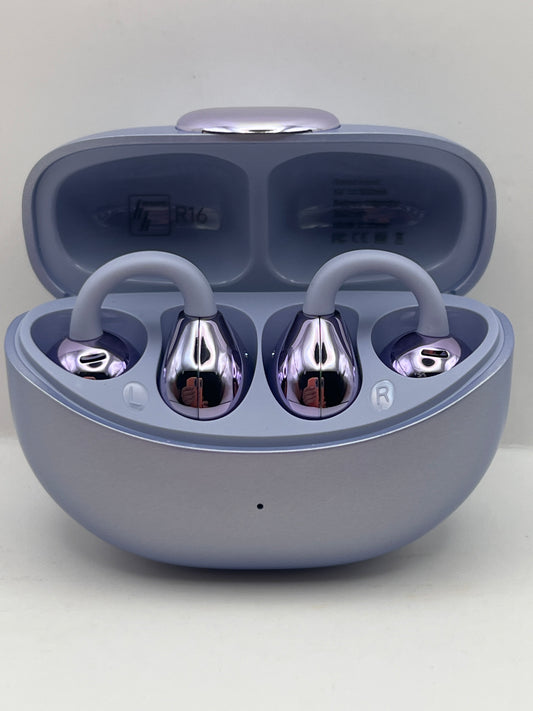 Audifonos inalambricos pinza oreja abierta Bluetooth 6.0 hh more r16 color Morado — foto real del producto