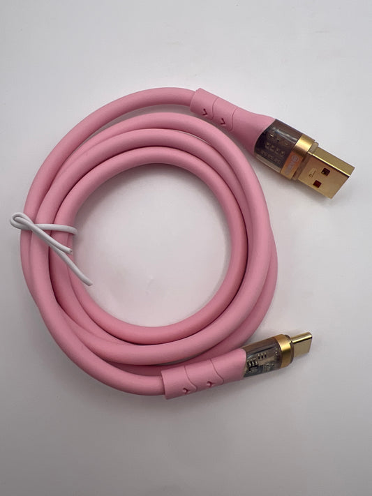 Cable usb a USB-C carga rapida 50W silicon kbod cbo75c color Rosa — foto real del producto