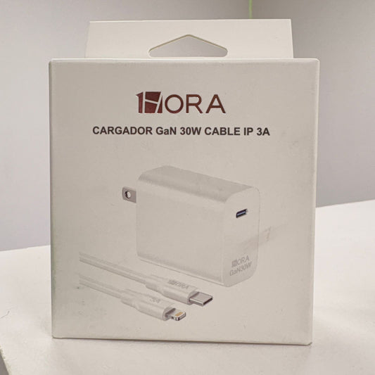 Cargador 30w con cable usb-c a lightning kit cargador ip 1hora