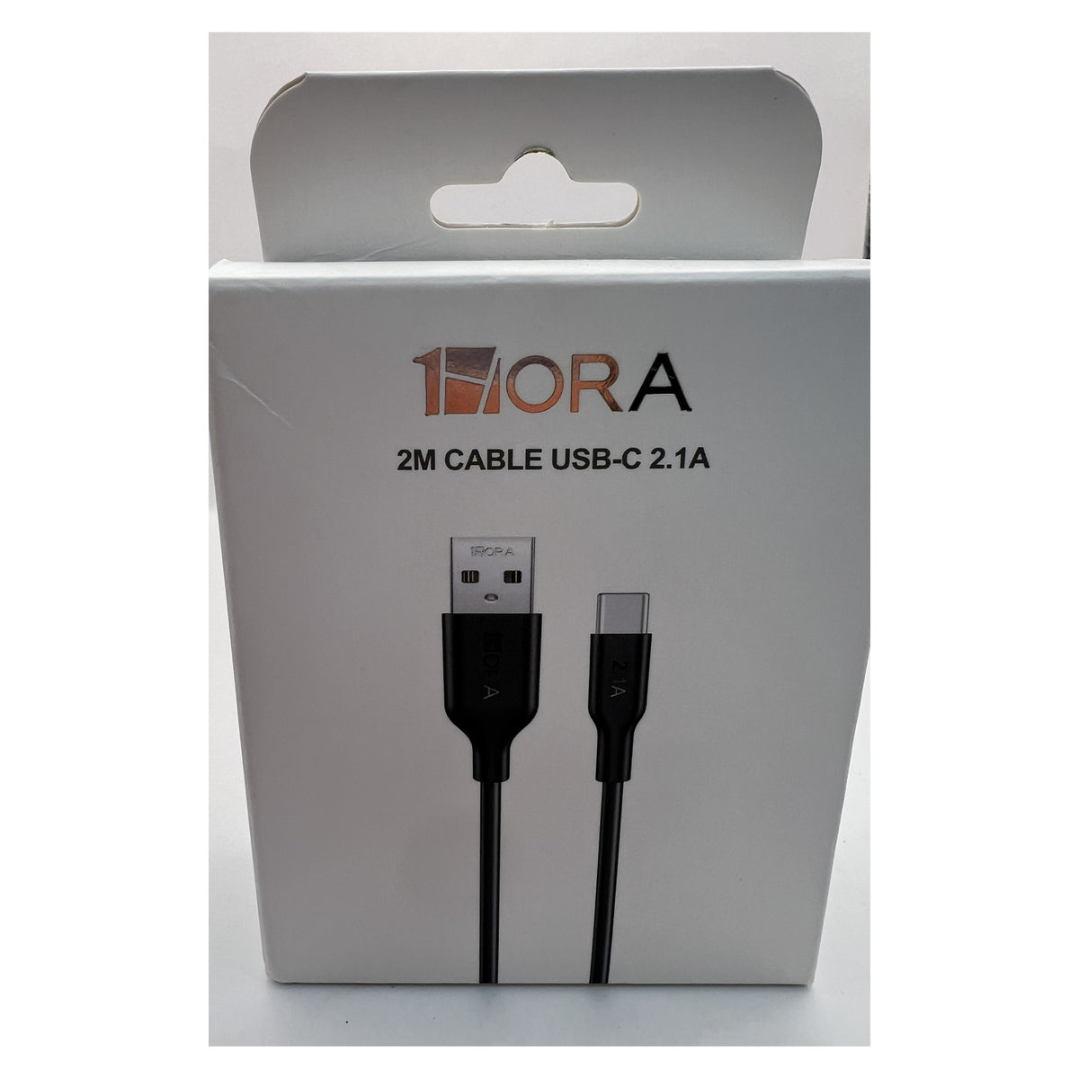 Empaque original 1HORA del cable USB-C 2.1A de 2 metros
