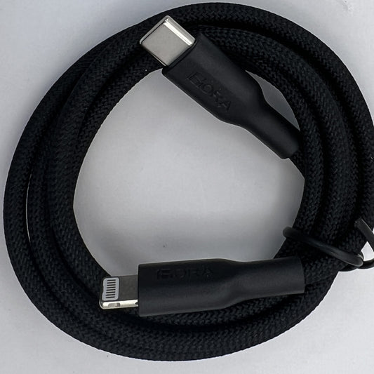 Cable 1Hora USB-C a Lightning de 1 metro negro con malla tejida